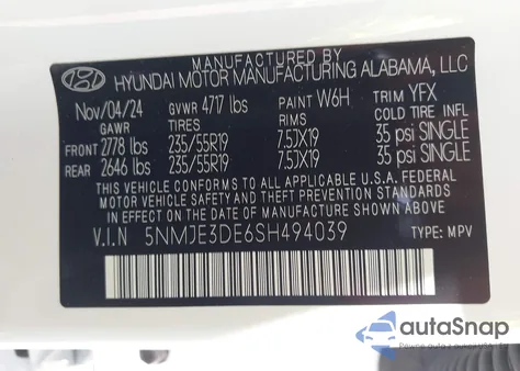 2025 Hyundai Tucson Limited из США, поврежденный, VIN 5NMJE3DE6SH494039